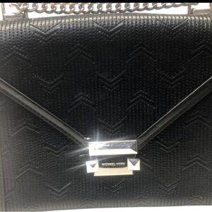 Michael Kors Black Whitney Bag with chevron pattern